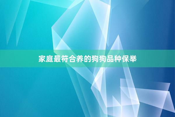 家庭最符合养的狗狗品种保举