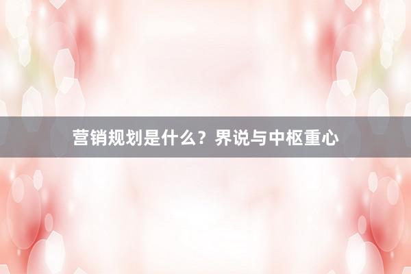 营销规划是什么？界说与中枢重心